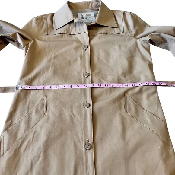 1970 Vintage London Fog Women's Beige Trench Coat Size 16 Long Belted - Picture 4 of 10